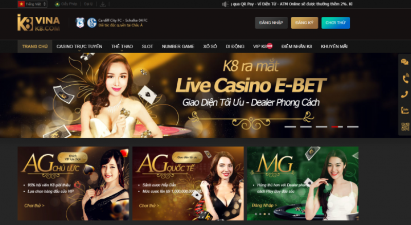 Sân chơi casino tặng tiền cược miễn phí K8